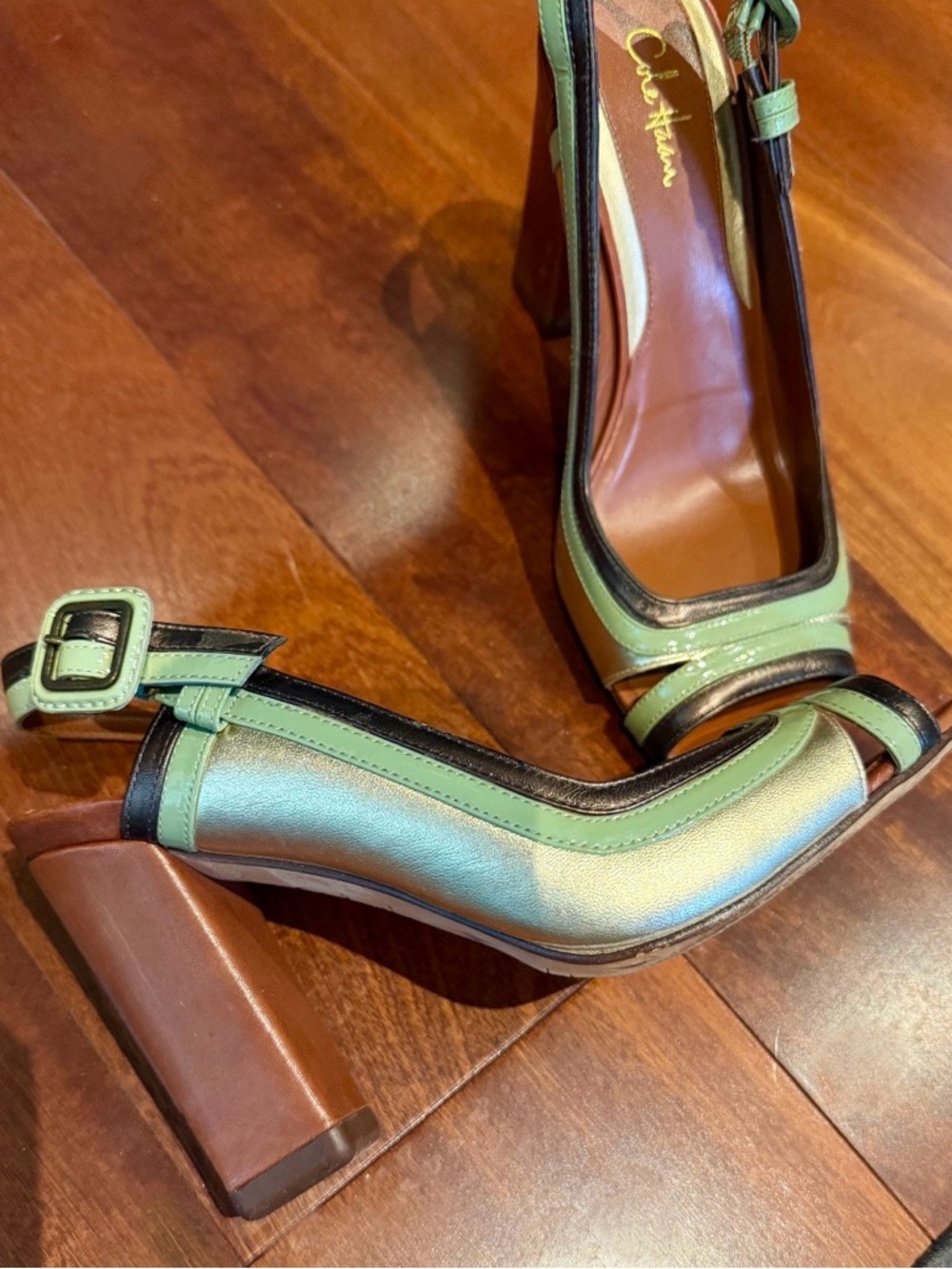 Britt, Leather Slingback - Peep-Toe Heels